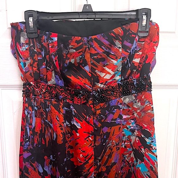 NWT BCBGENERATION ROUGE MULTICOLOR STRAPLESS DRESS BEADED EMPIRE WAIST SIZE 6 - Picture 5 of 9